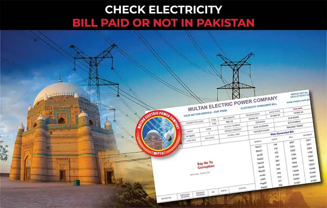 How to check electricity bill paid or not in Pakistan